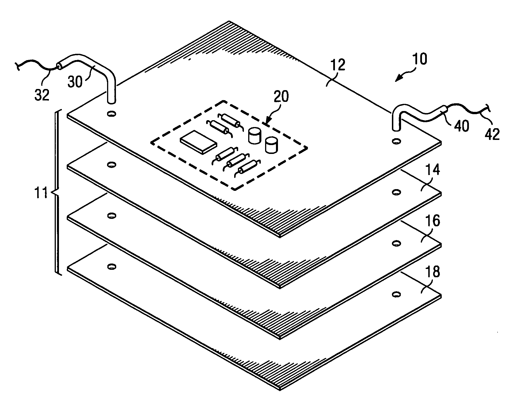 Power converter having multiple layer heat sinks