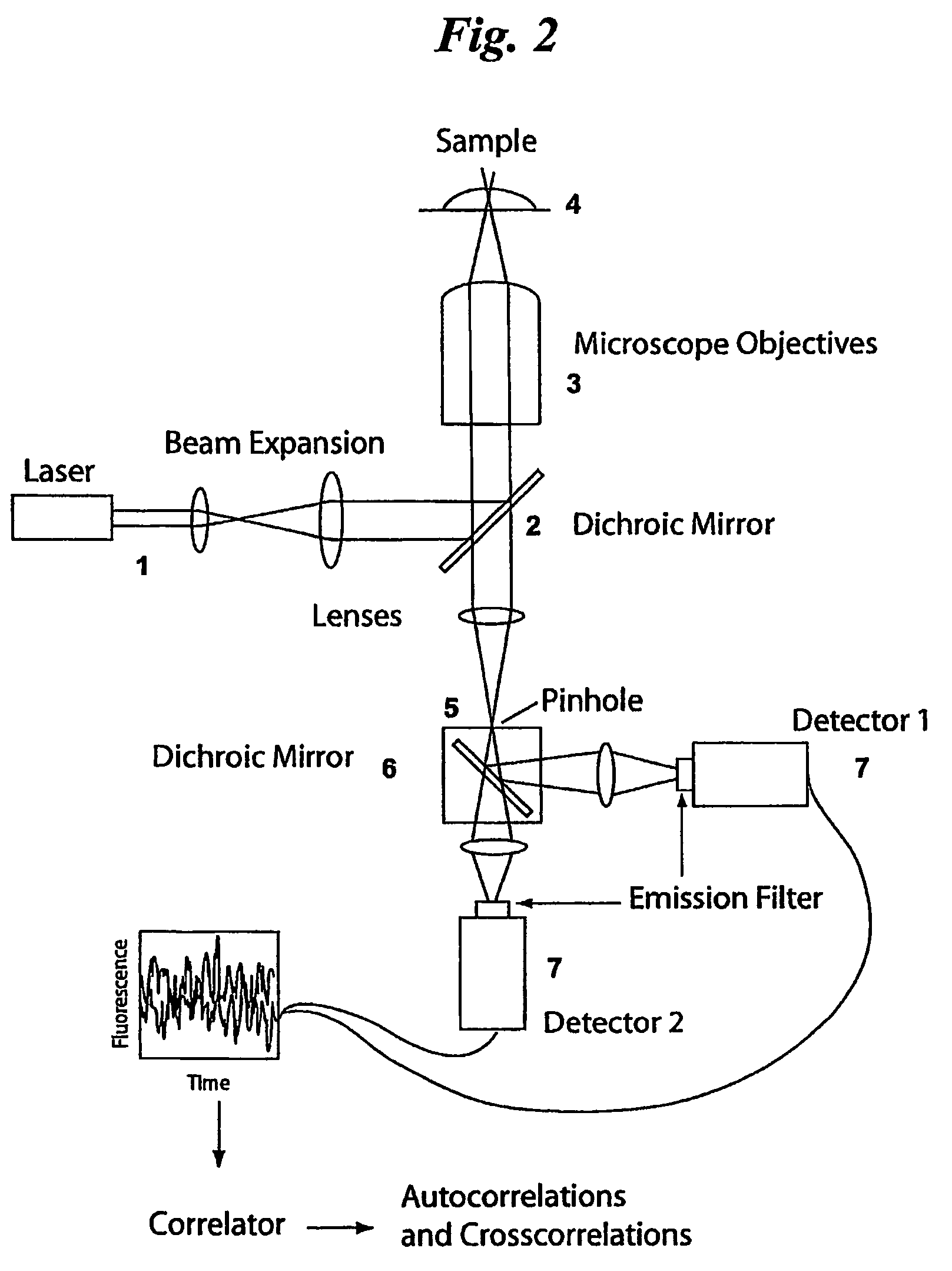 Fluorescence correlation spectroscopy with single excitation wavelength