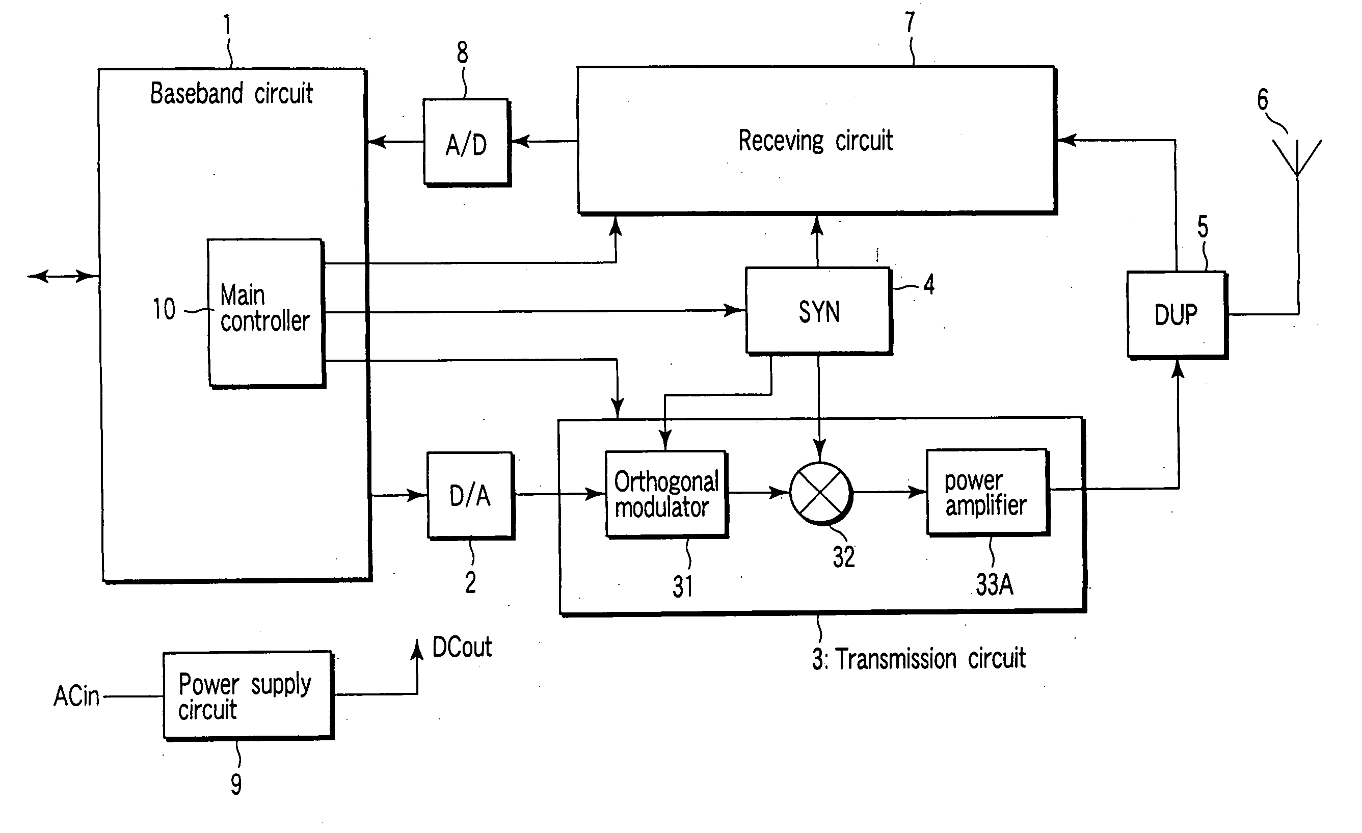 Feedforward amplifier and radio communication apparatus with the amplifier