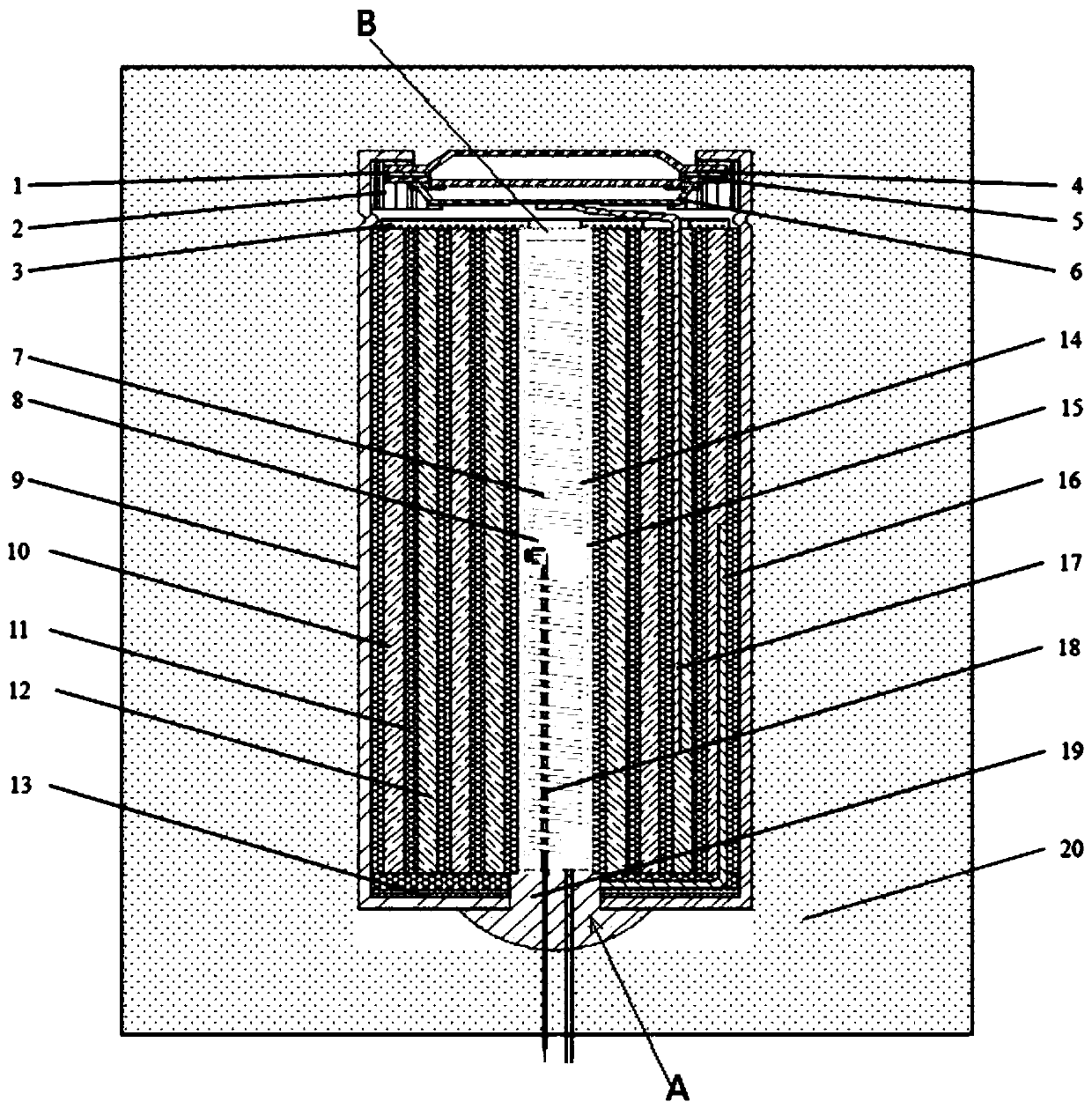 Cylindrical battery thermal parameter quasi-steady-state measuring method and device