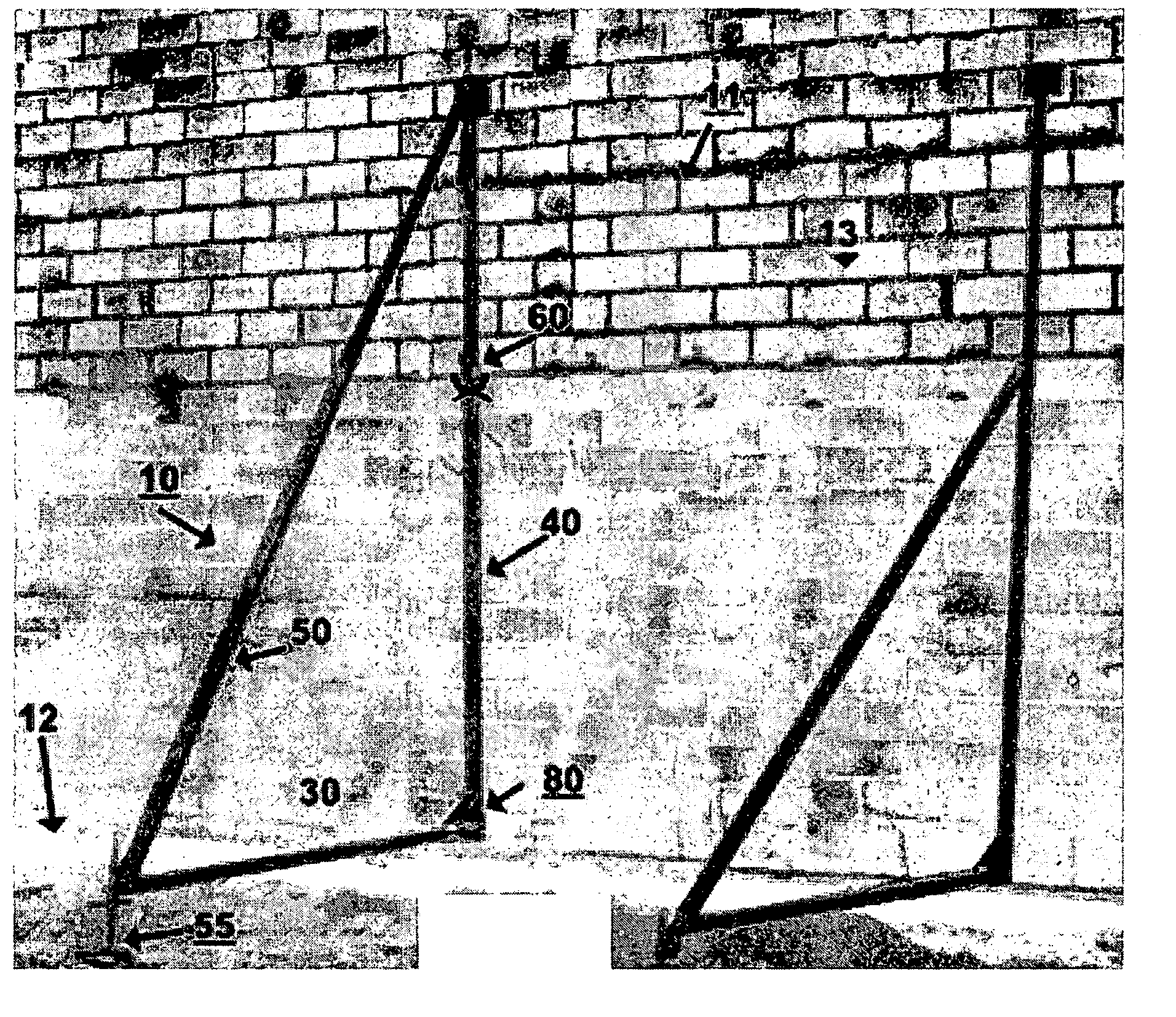 Method and adjustable apparatus for masonry wall bracing