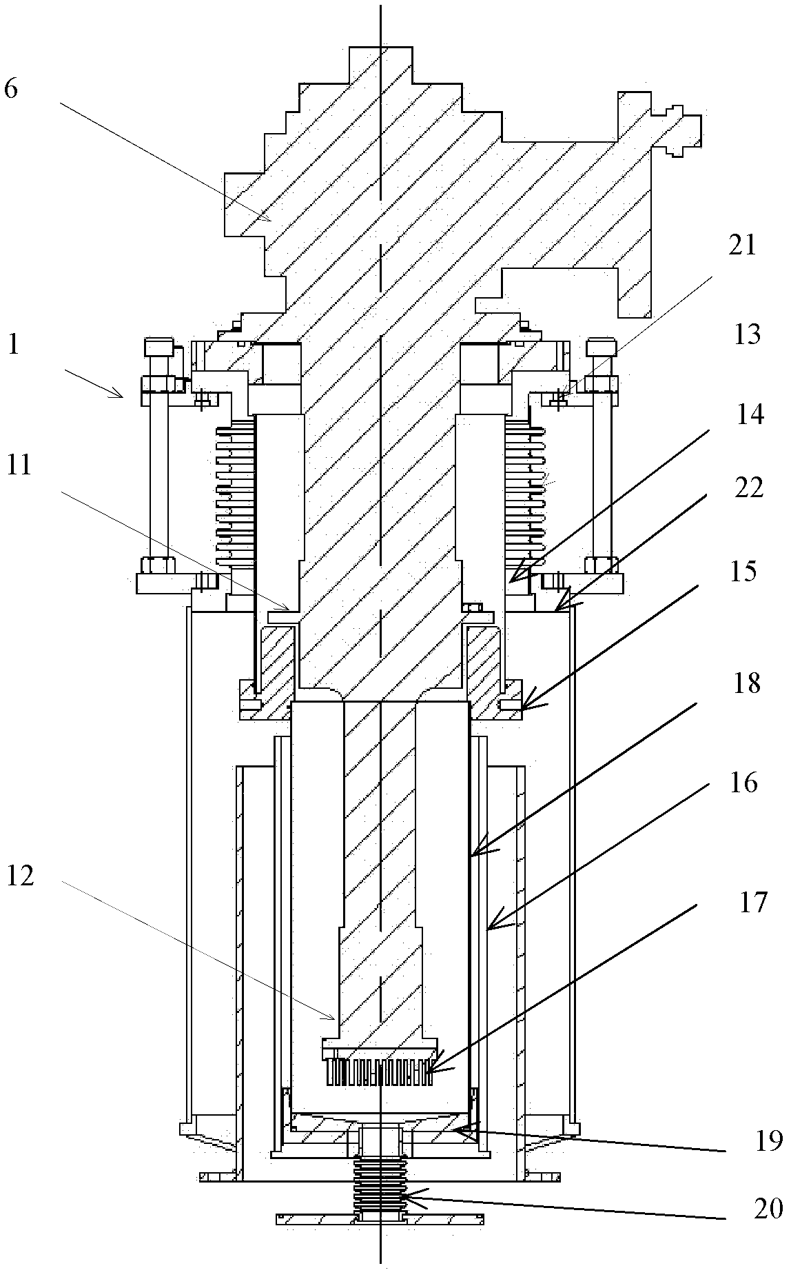 Vibration reduction type cold head container for superconducting magnet