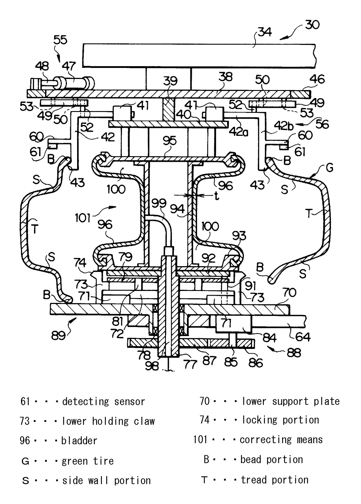 Apparatus for correcting shape of green tire