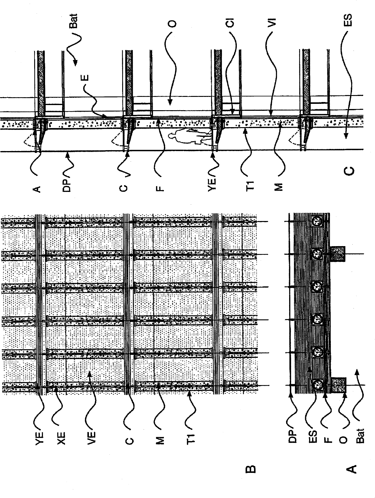 Device for cultivating algae and/or microorganisms for treating an effluent, and biological frontage