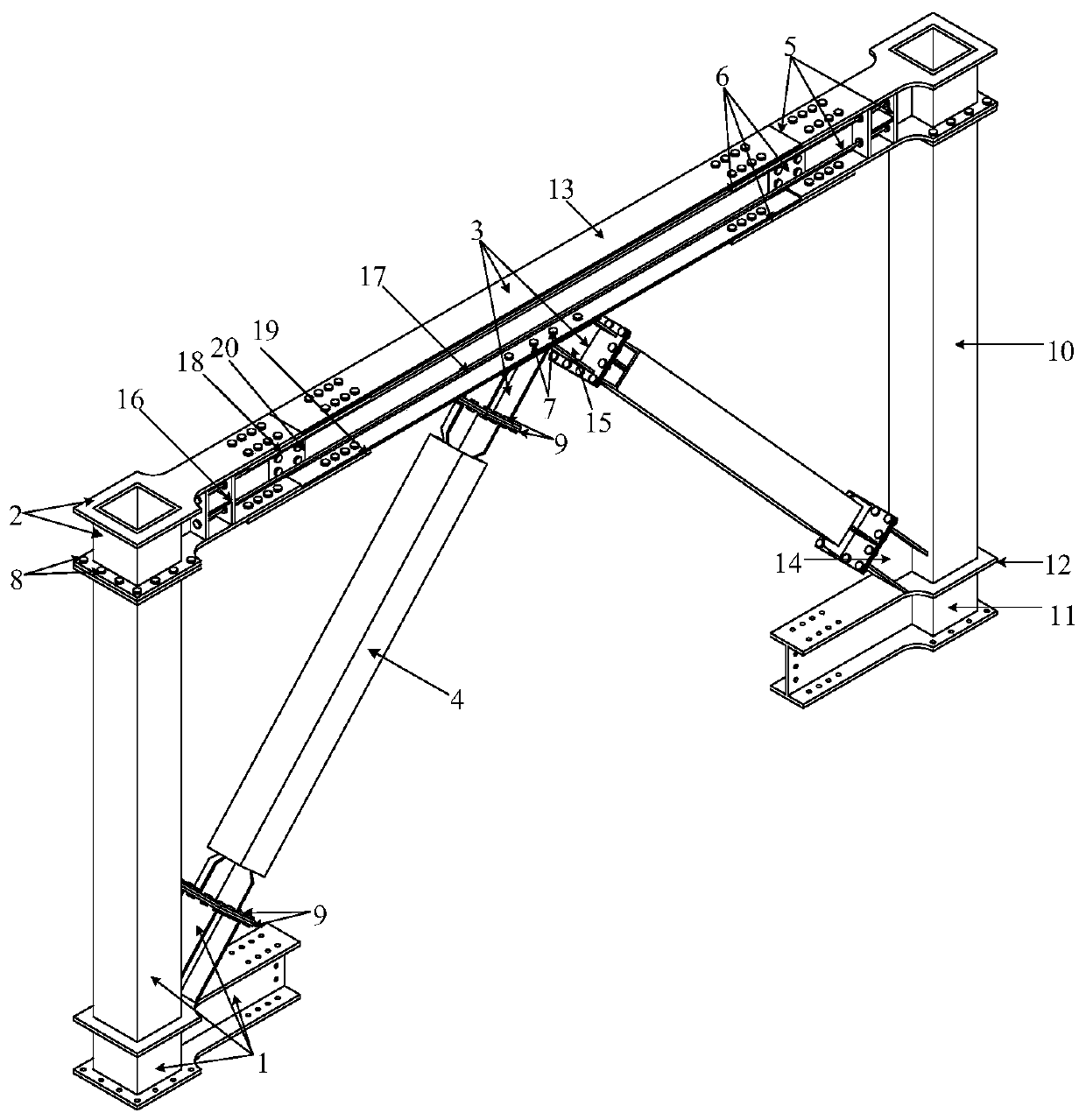 Self-returning center supporting system for frame