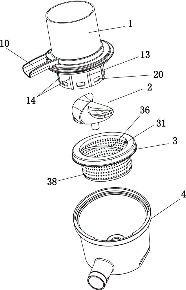 Residue and juice separation device for food processor