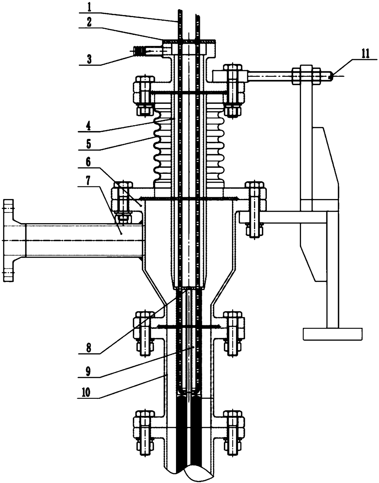 Sub-channel flow sampling device and method