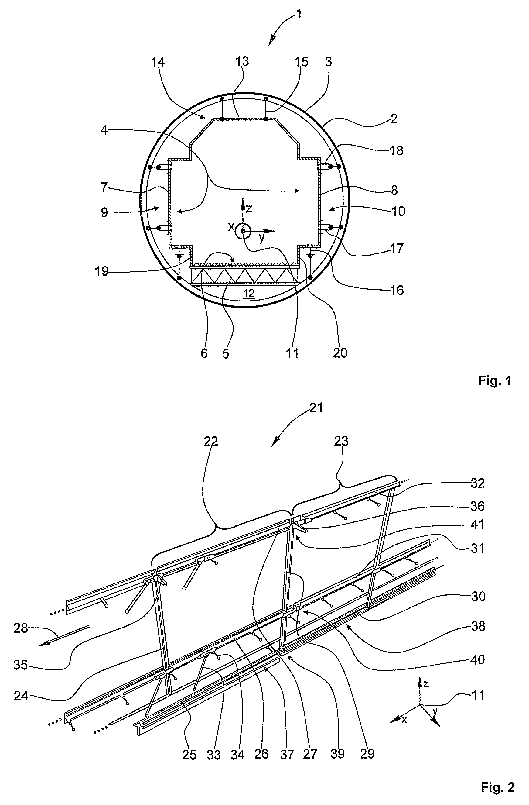 Load introduction structure, in particular a lining frame, for an aircraft