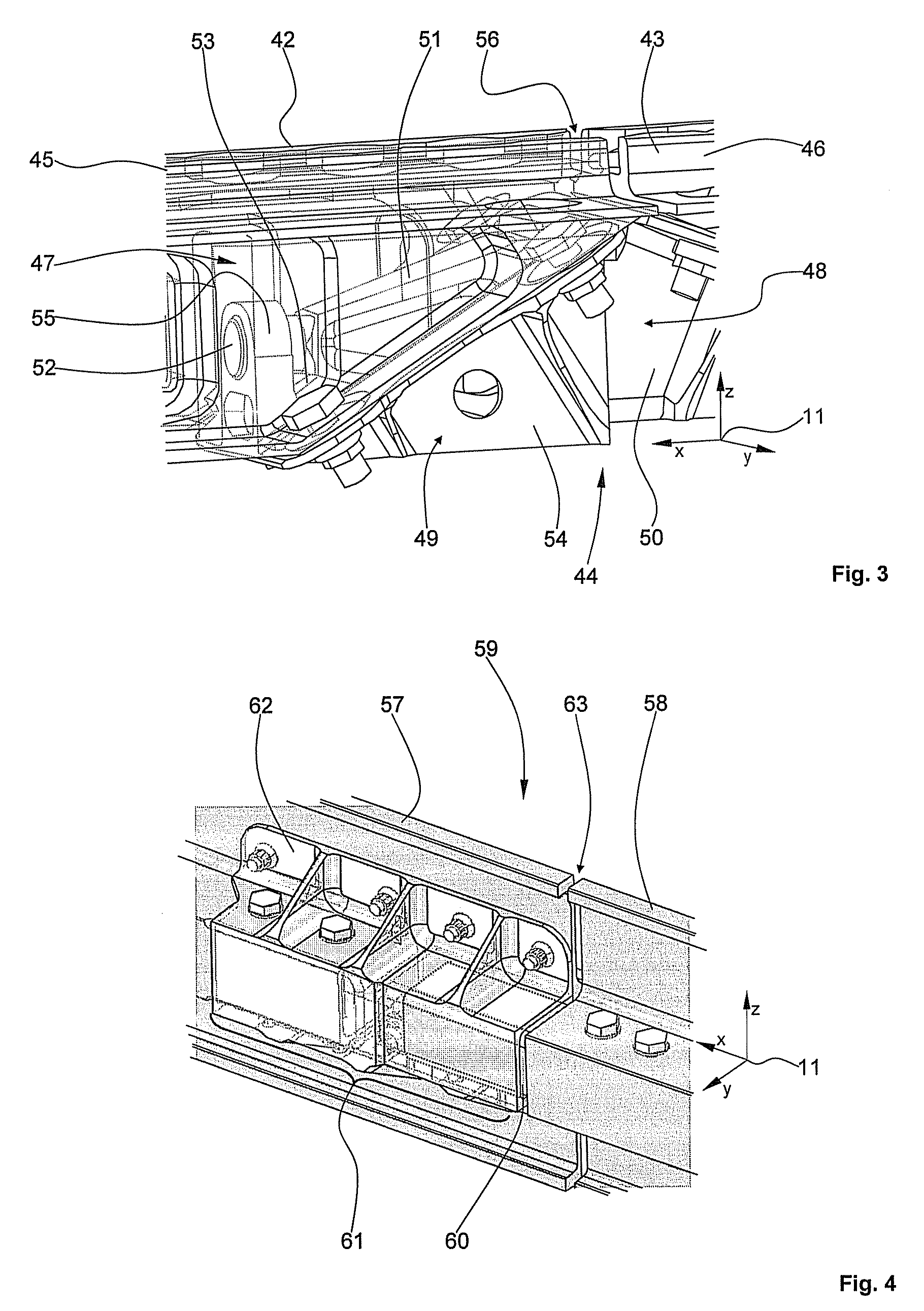 Load introduction structure, in particular a lining frame, for an aircraft