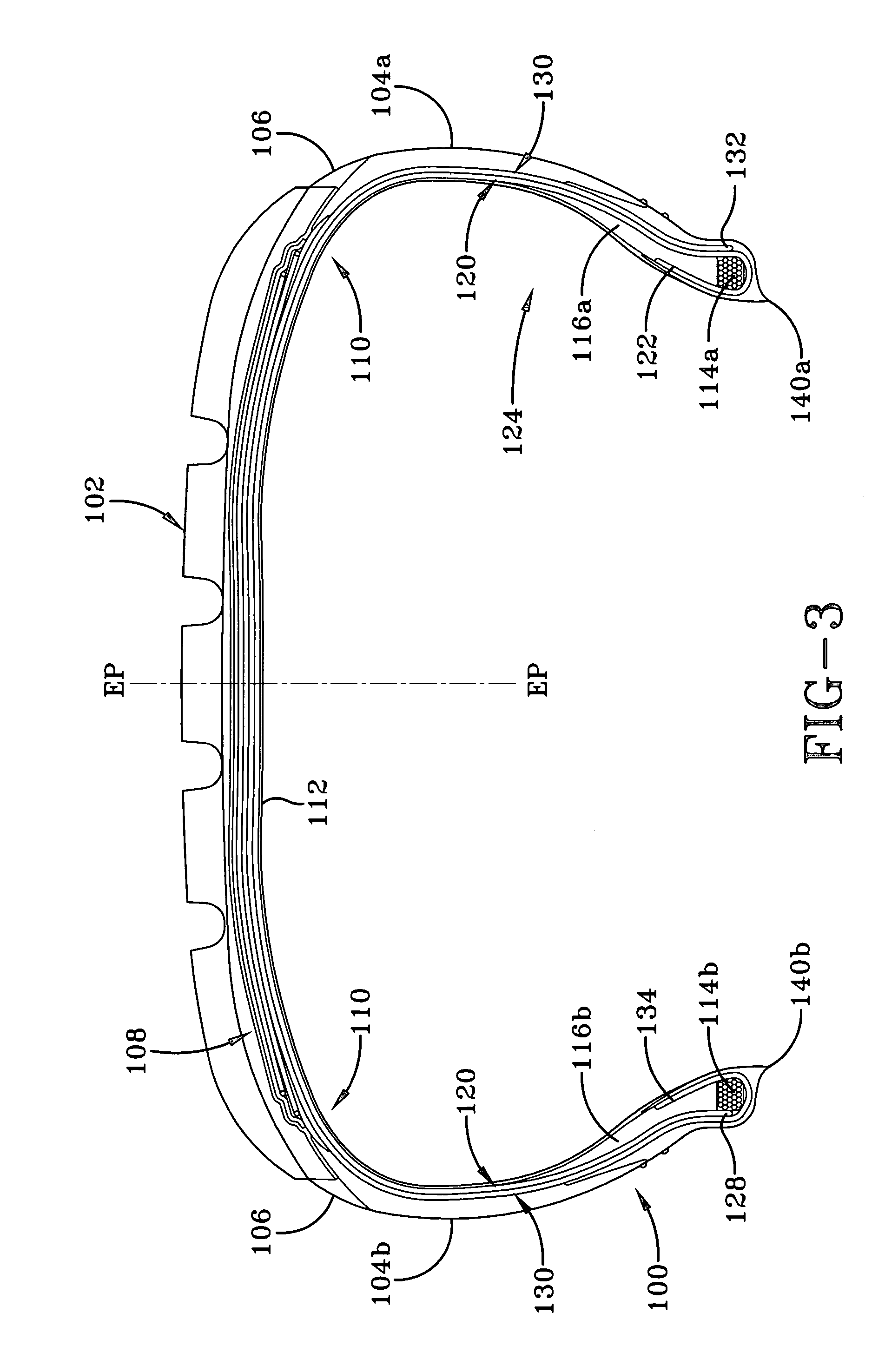 Tire with turned down ply construction