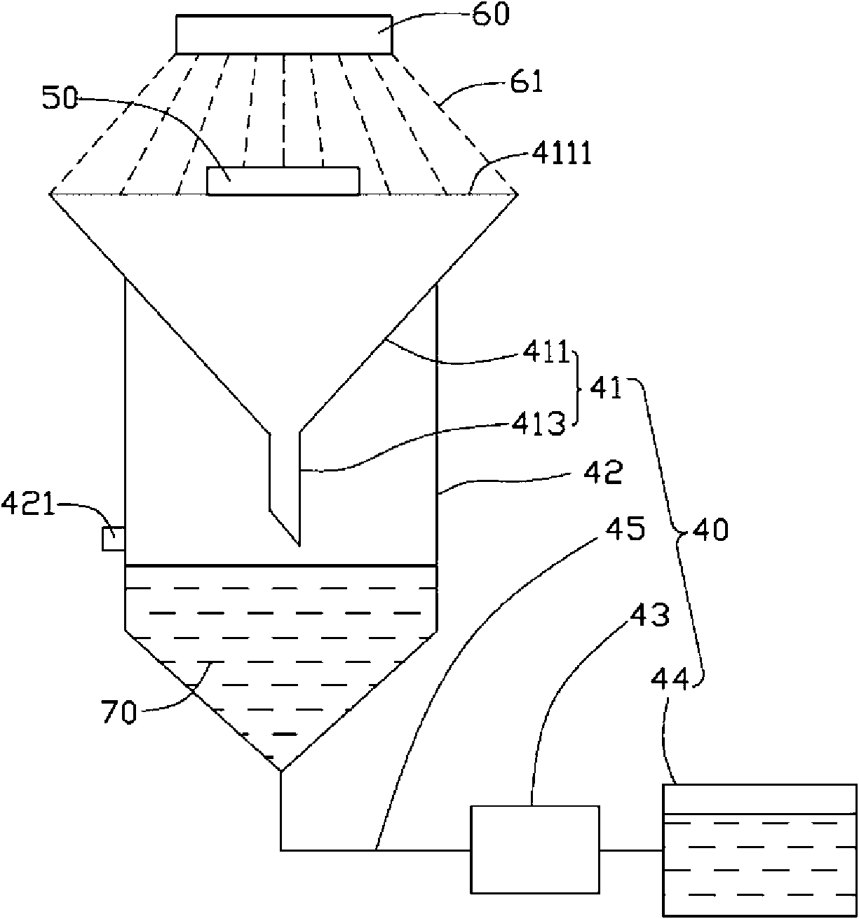 Liquid recovery device and liquid recovery method by using same