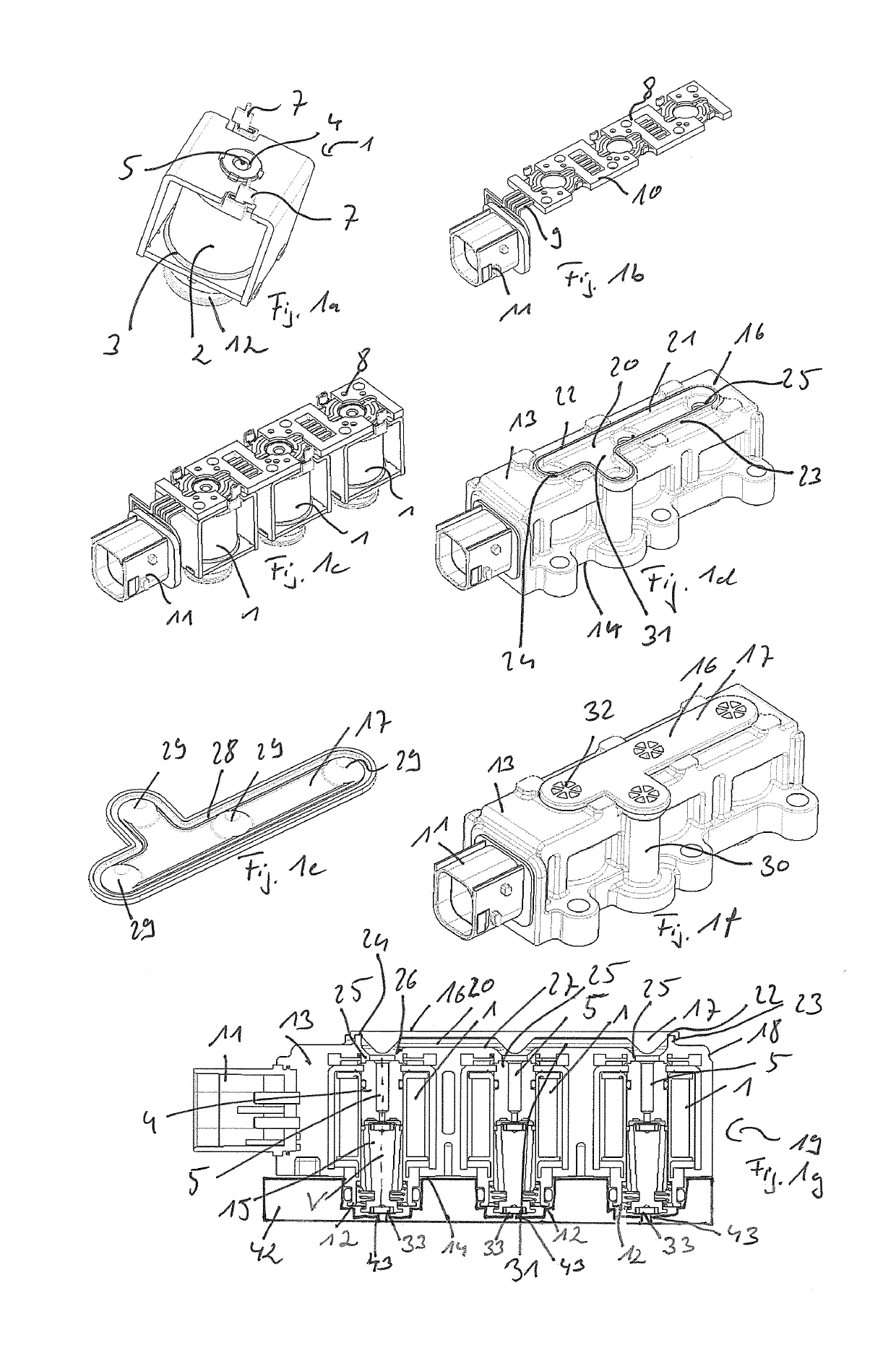 Pneumatic multi-valve device and production method