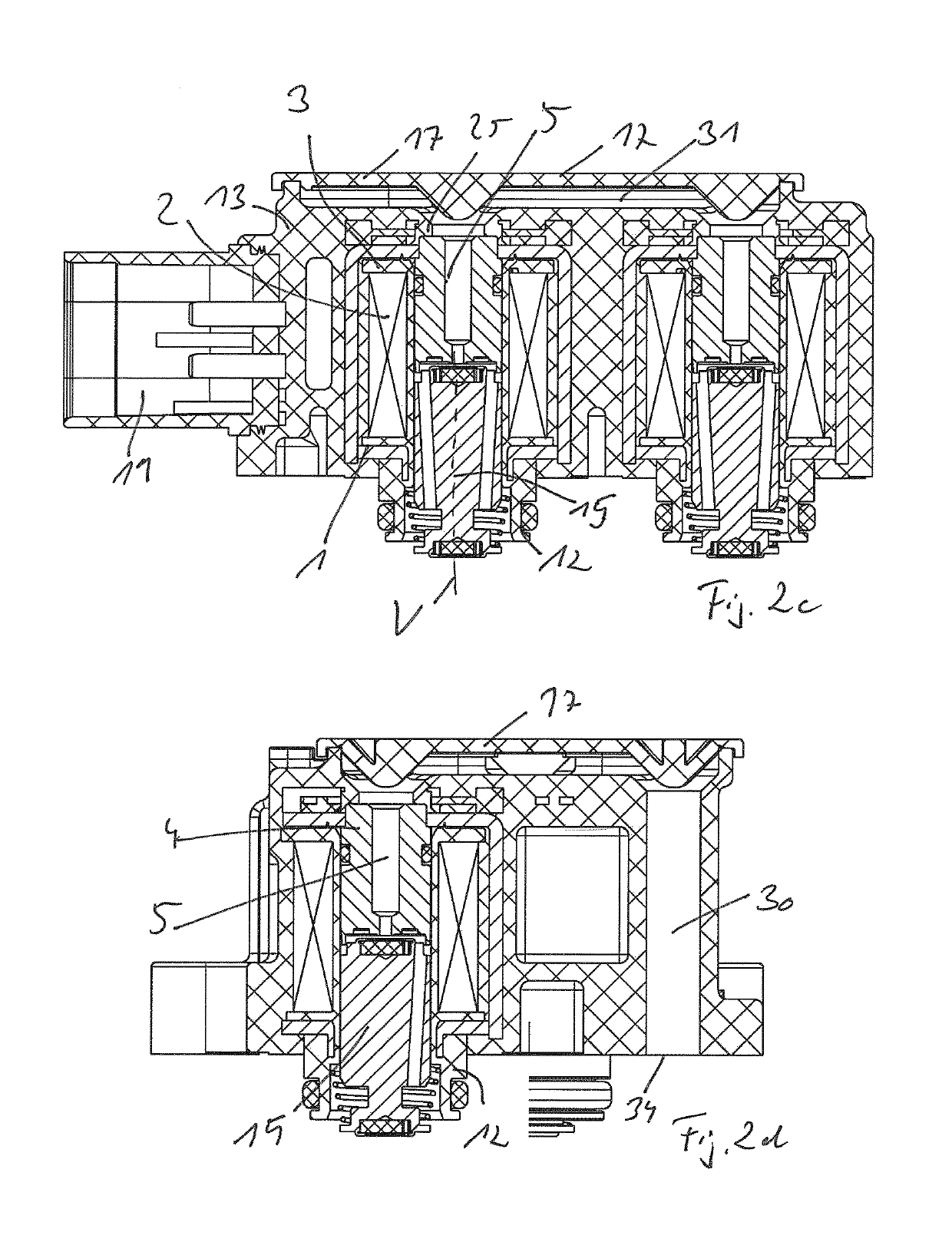 Pneumatic multi-valve device and production method