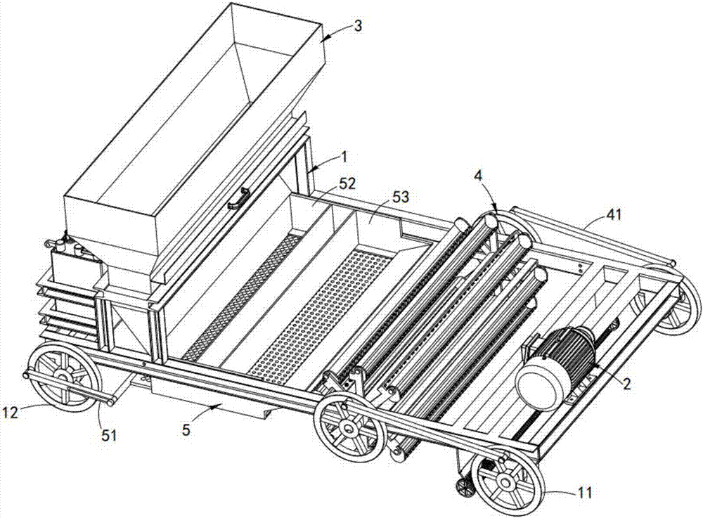 Spreading and seed selecting vehicle for grain sunning ground