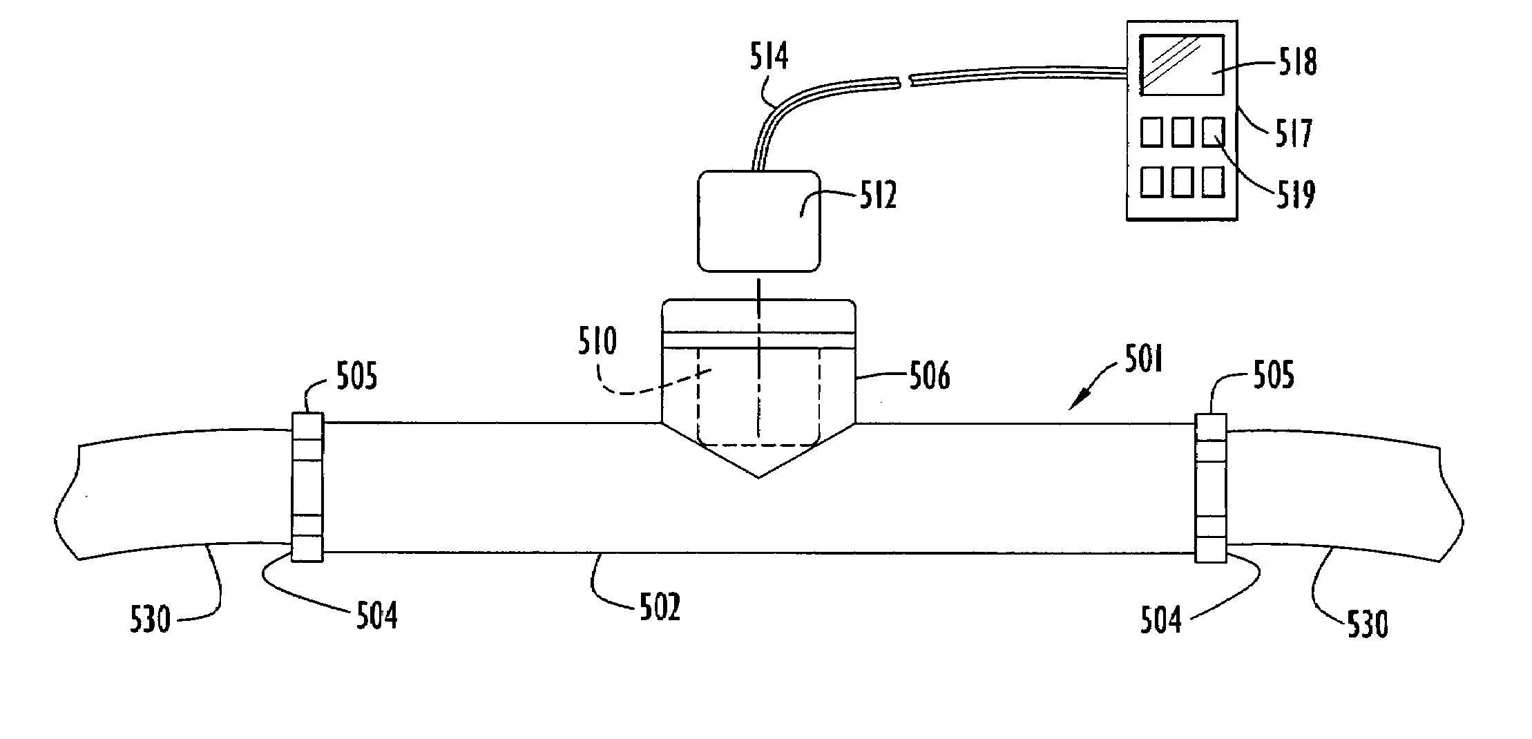 Temperature sensing device for selectively measuring temperature at desired locations along an intravenous fluid line