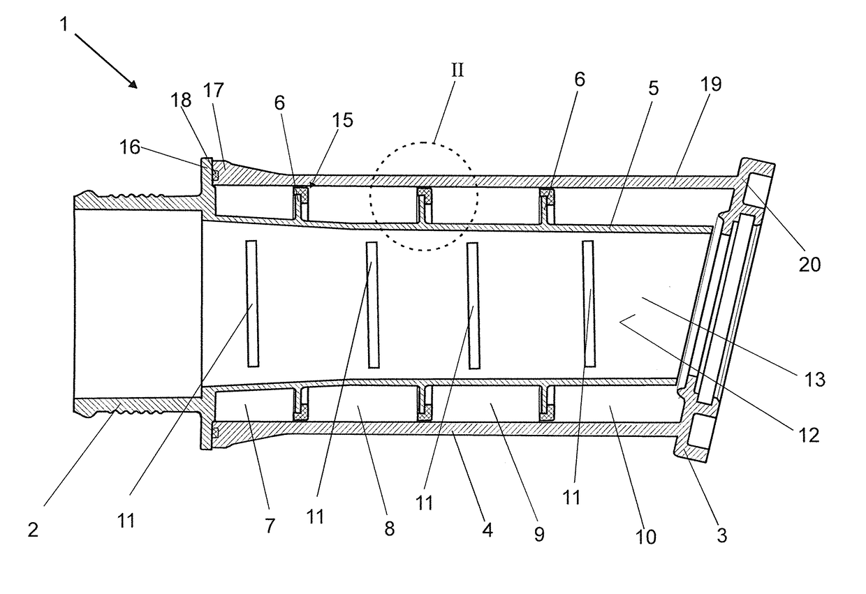 Device for lowering flow noises