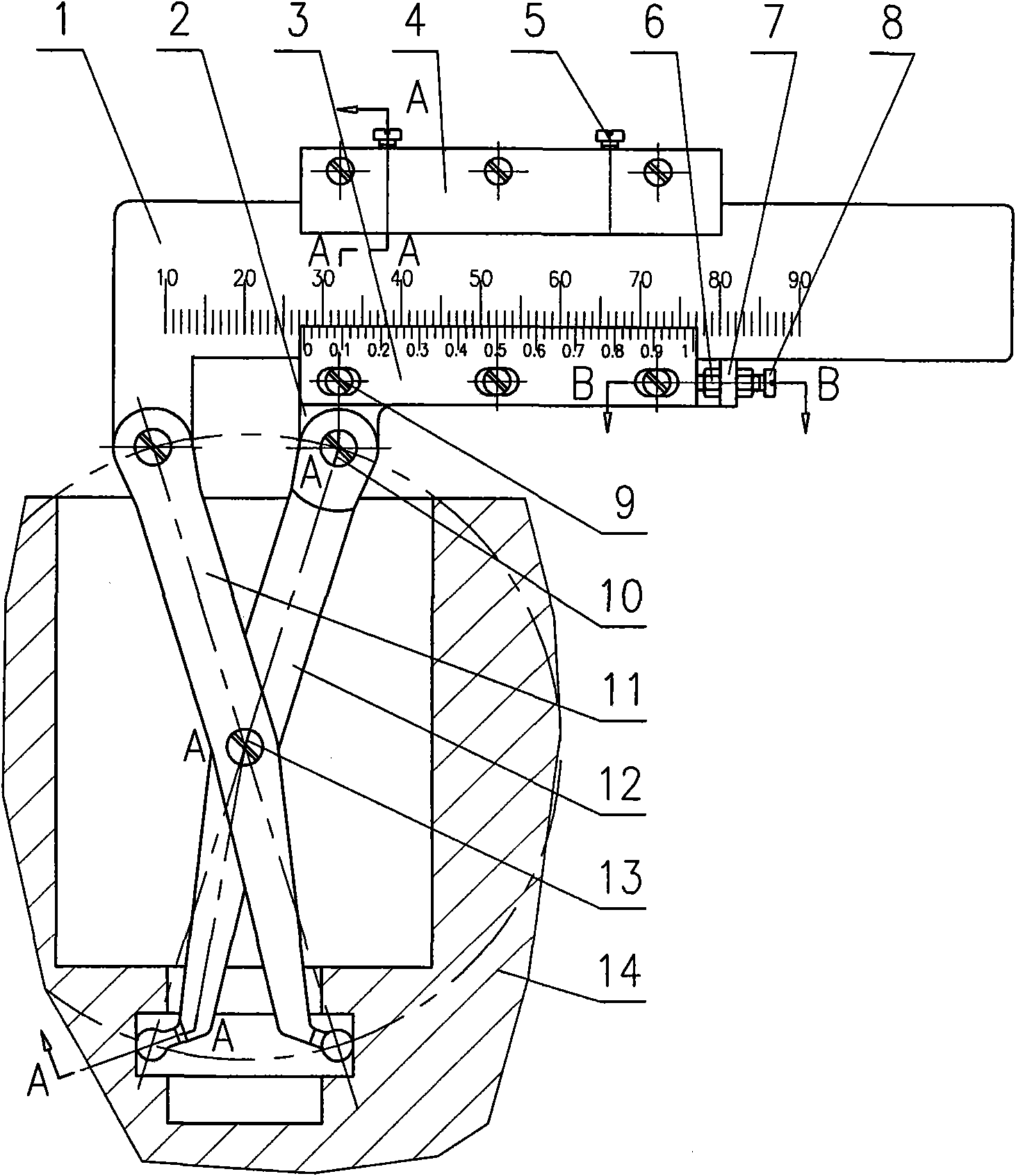 Level vernier caliper