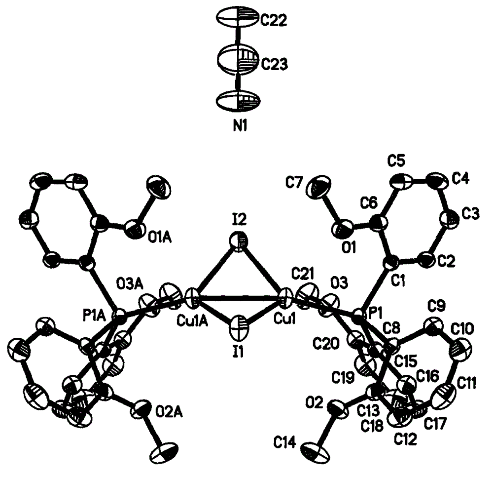 Three-coordination dual-core copper iodide complex light-emitting material