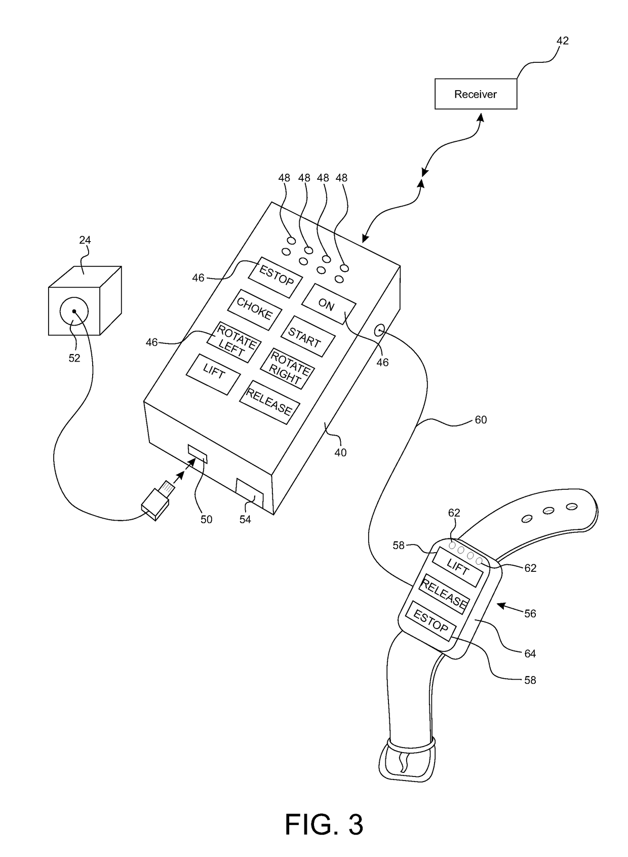 Wireless remote control system for a vacuum material handler