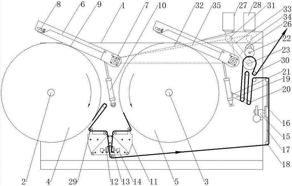 Automatic roll changing and cloth releasing device