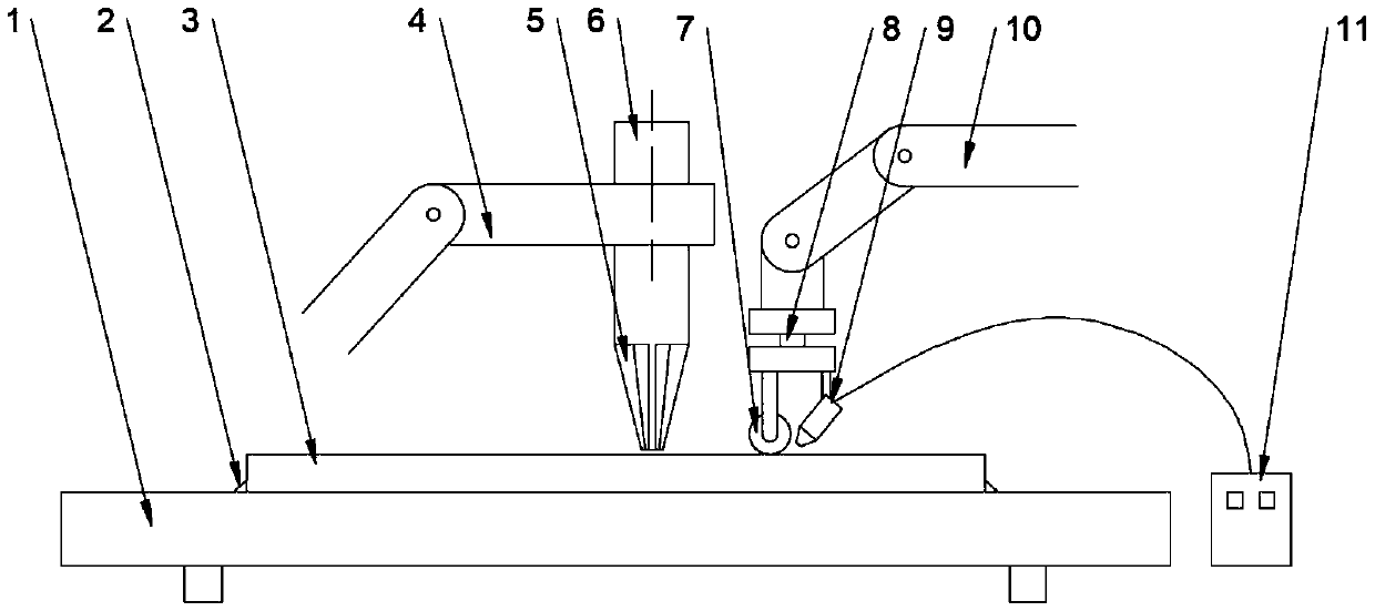 Micro rolling and ultrasonic-assisted laser cladding device