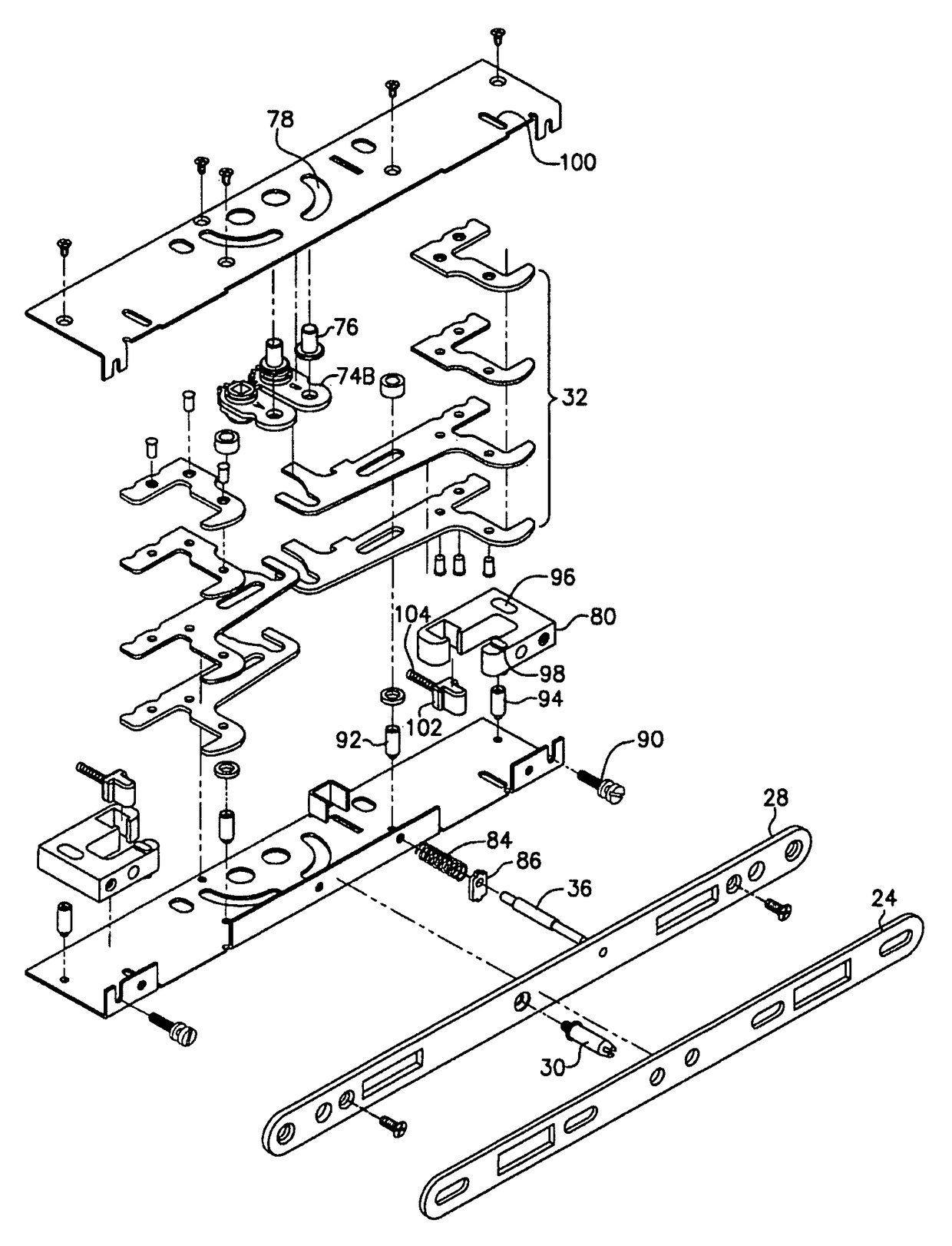 Multi-point sliding door latch