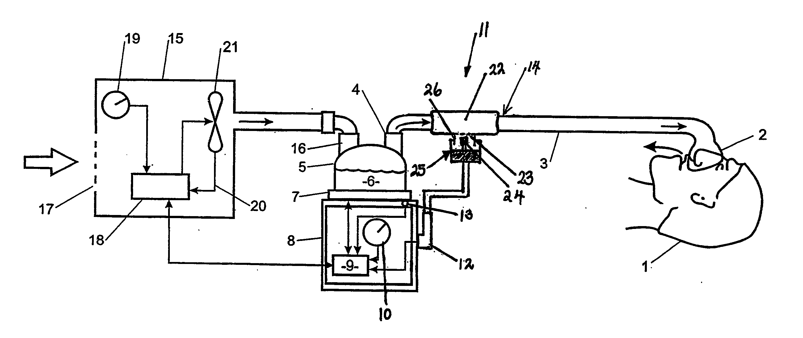 System for sensing the delivery of gases to a patient