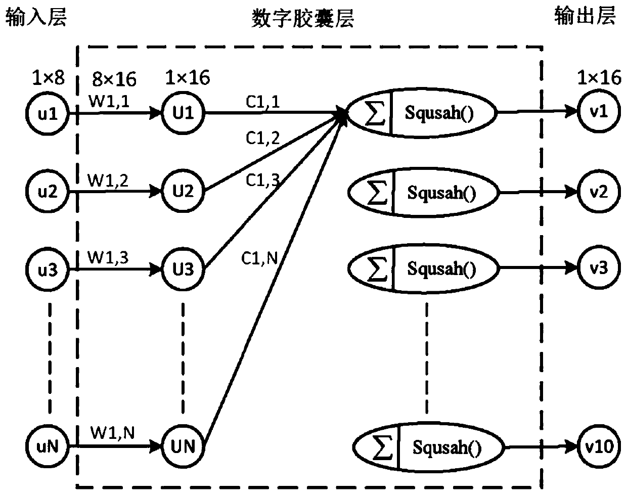 Forest fire identification method and device based on interpolated CN and capsule network