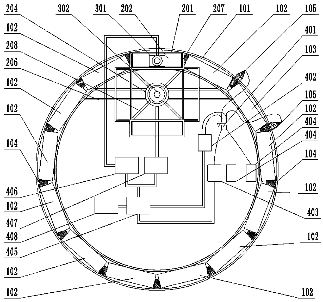 Electric push rod type annular battery device with self-replacement function