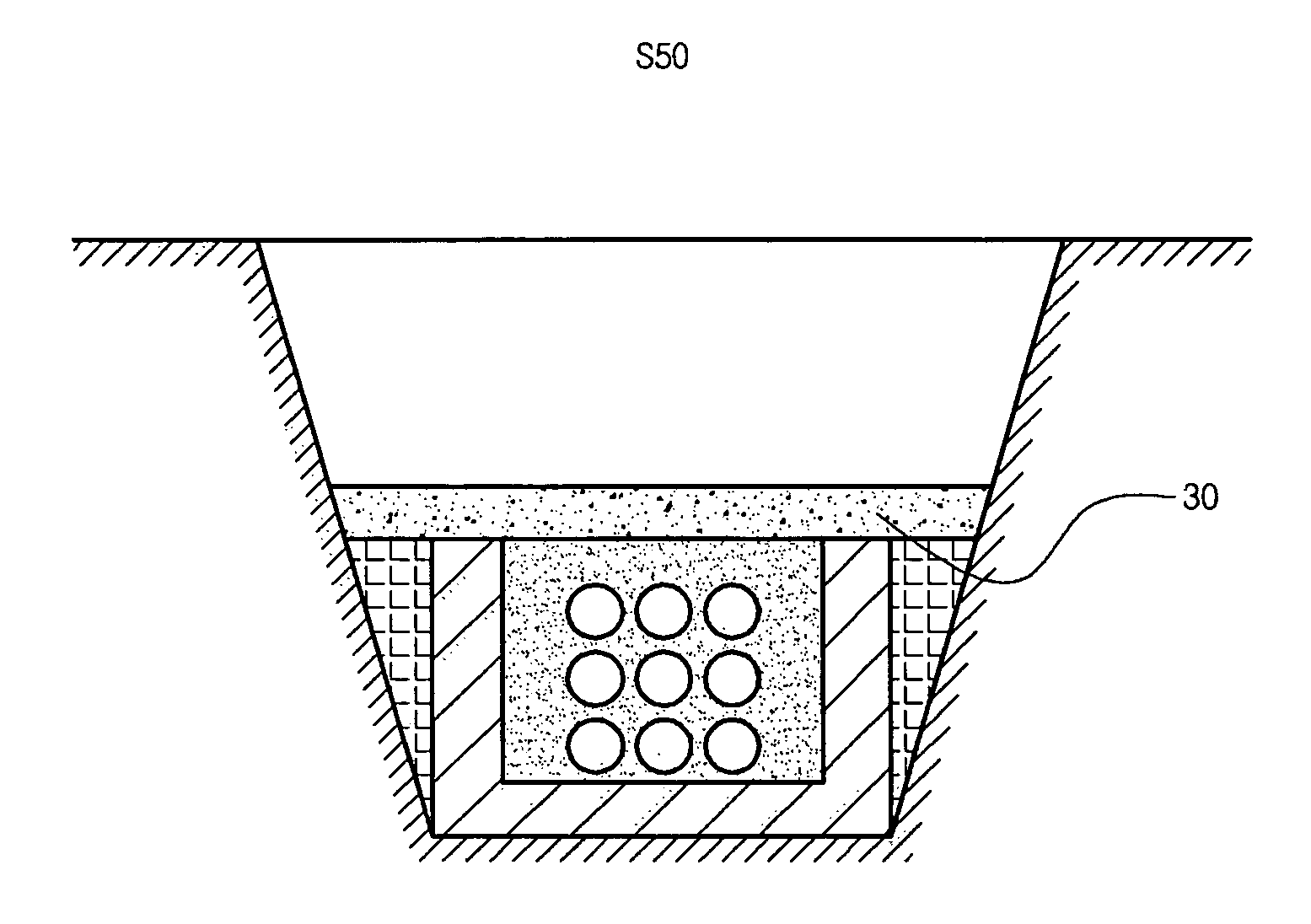 Construction method for installing underground pipes for high-tension cables by using trough