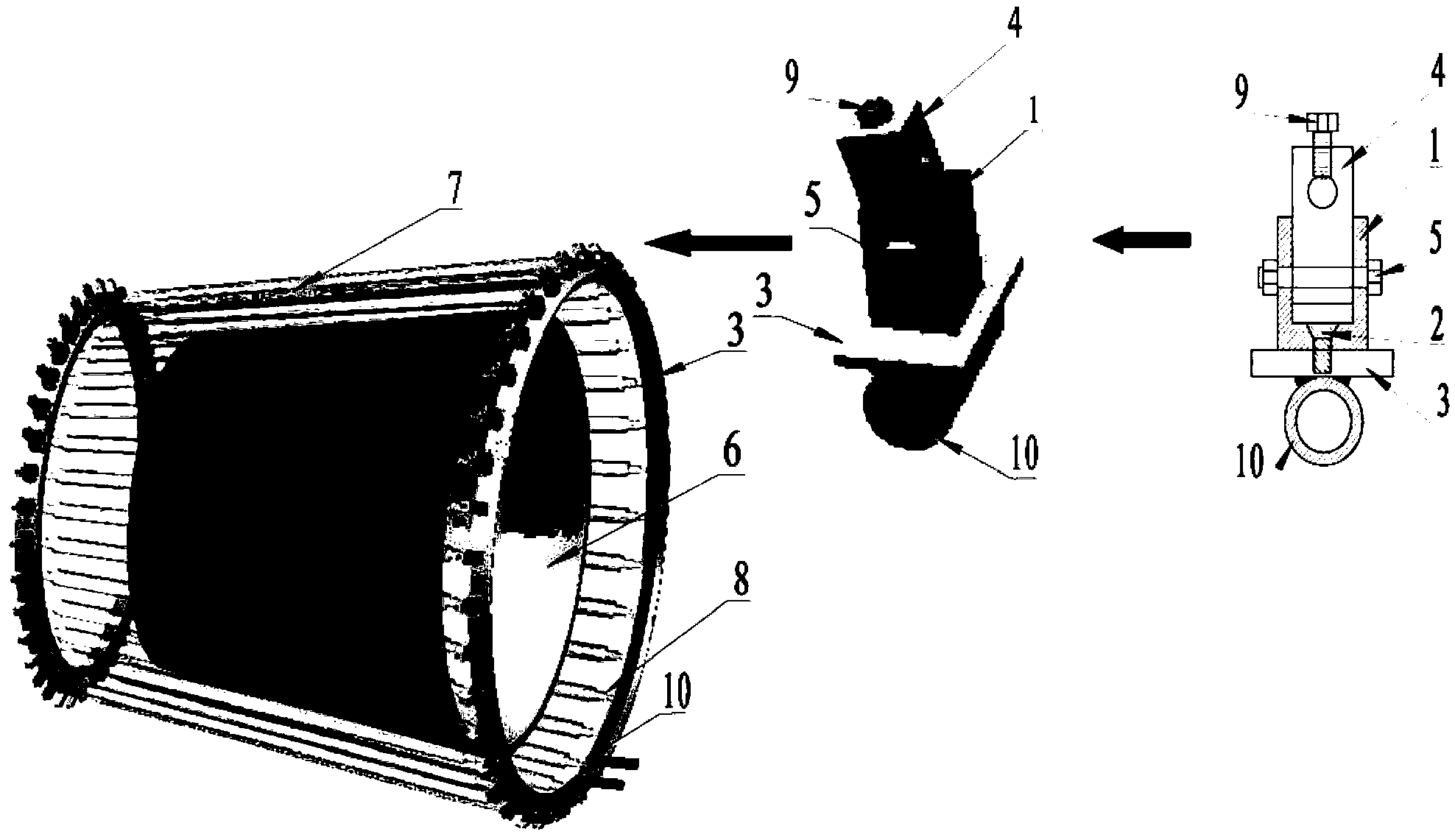 Variable-angle high-temperature heat testing device for conical housing with oblique section of high-speed aircraft