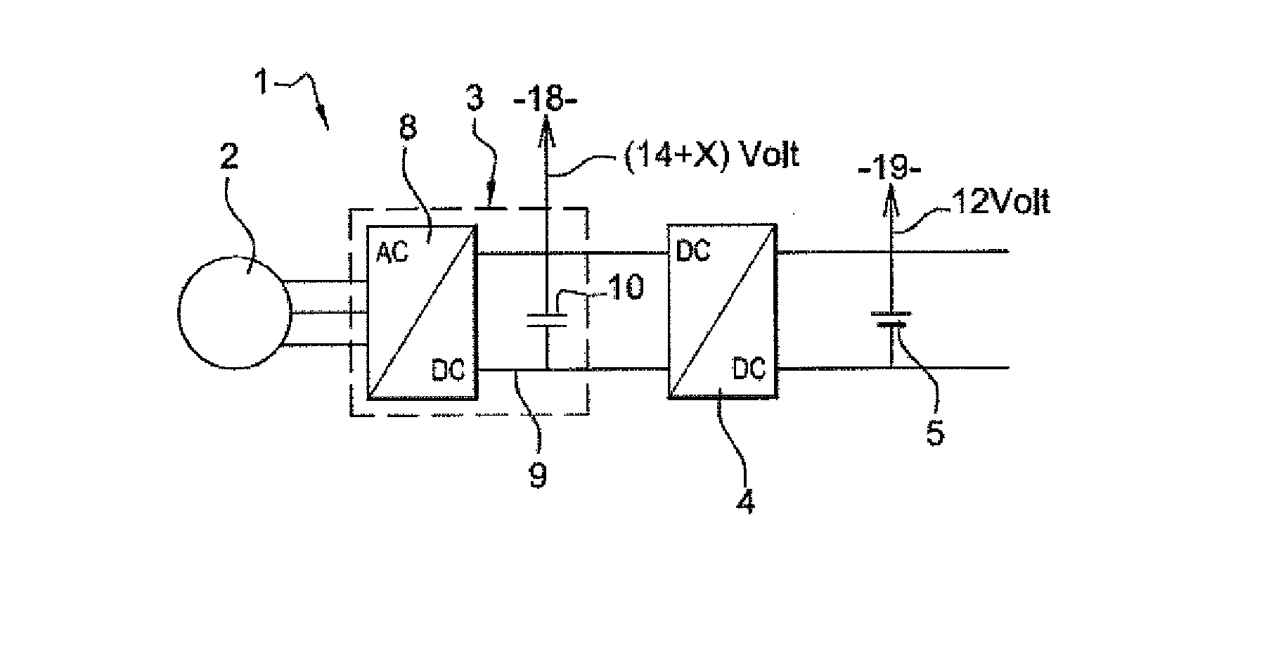 Power subassembly for micro-hybrid system in an automobile