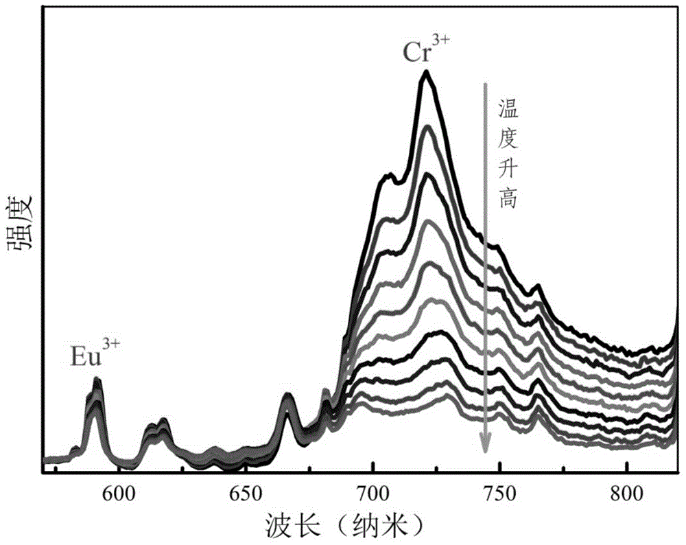 Double active ion doped bicrystal glass ceramic fluorescence temperature probe materials and preparation method thereof