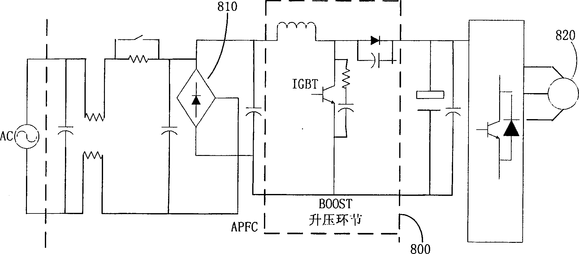 Variable-frequency air-condition power supply power factor correcting device