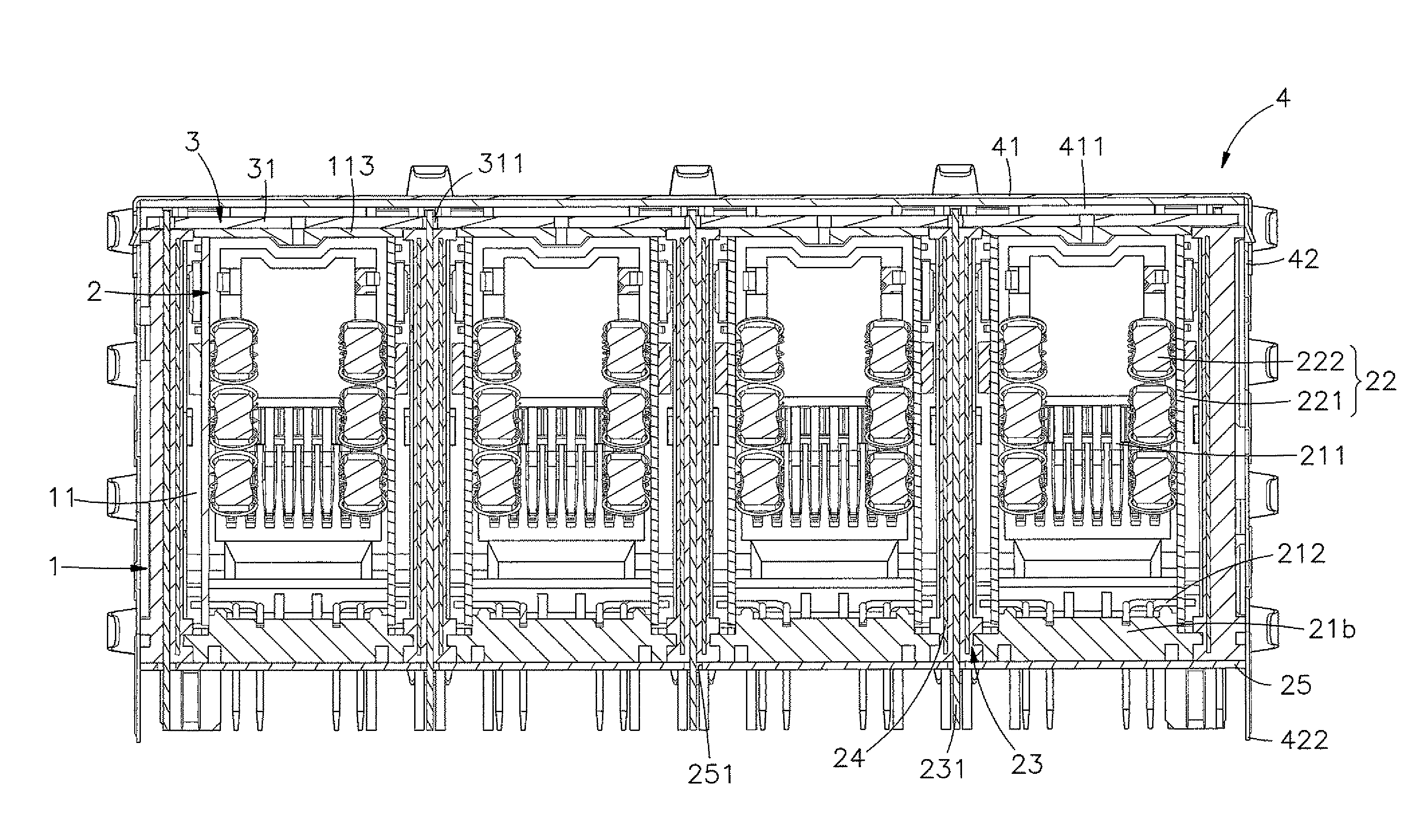 Stacked multi-port connector