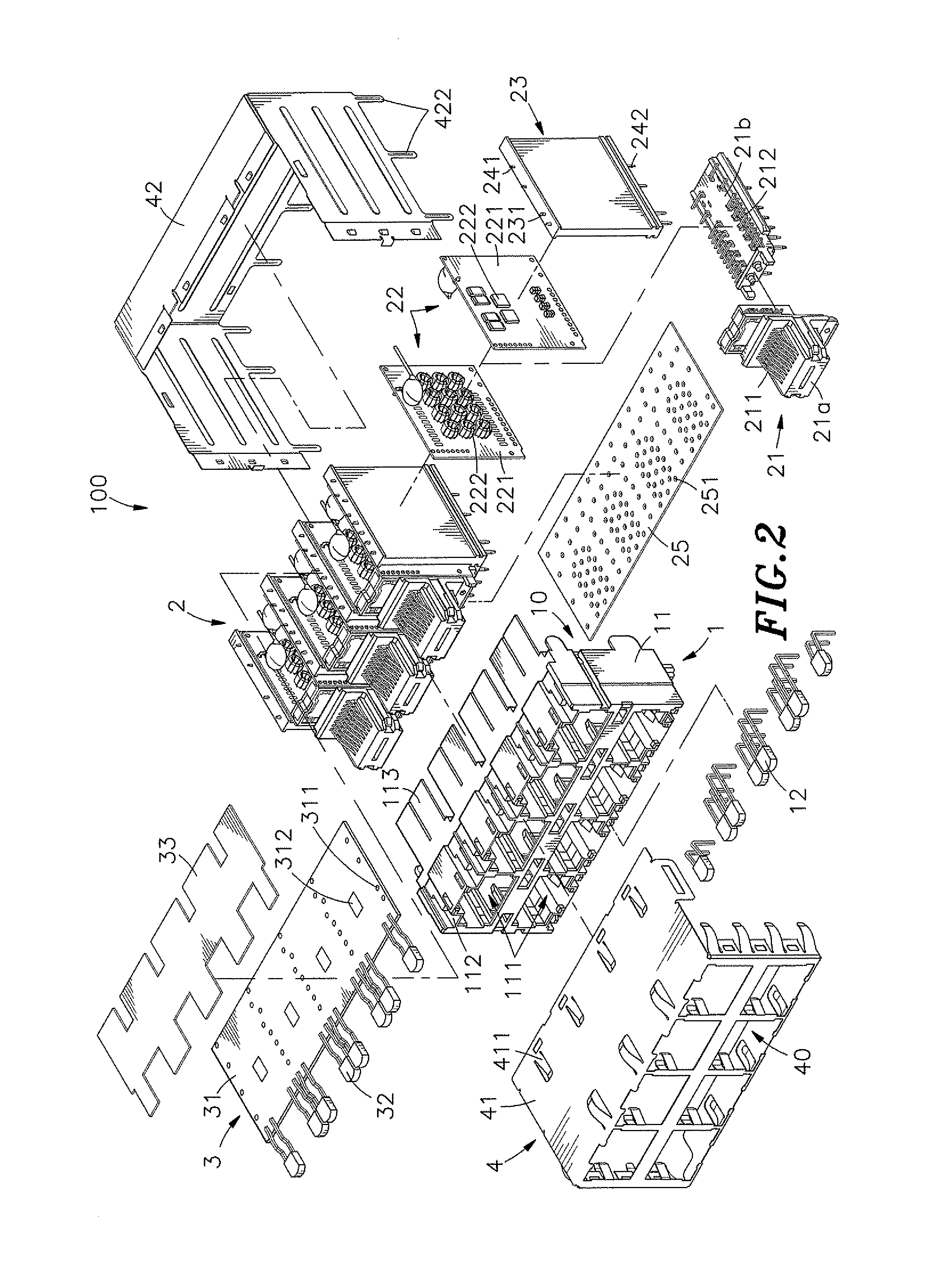 Stacked multi-port connector