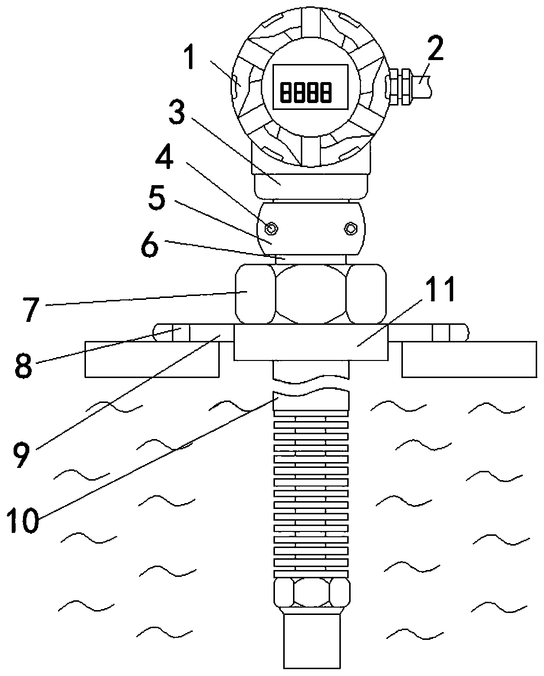 Stably-connected integrated transmitter capable of testing surface temperature