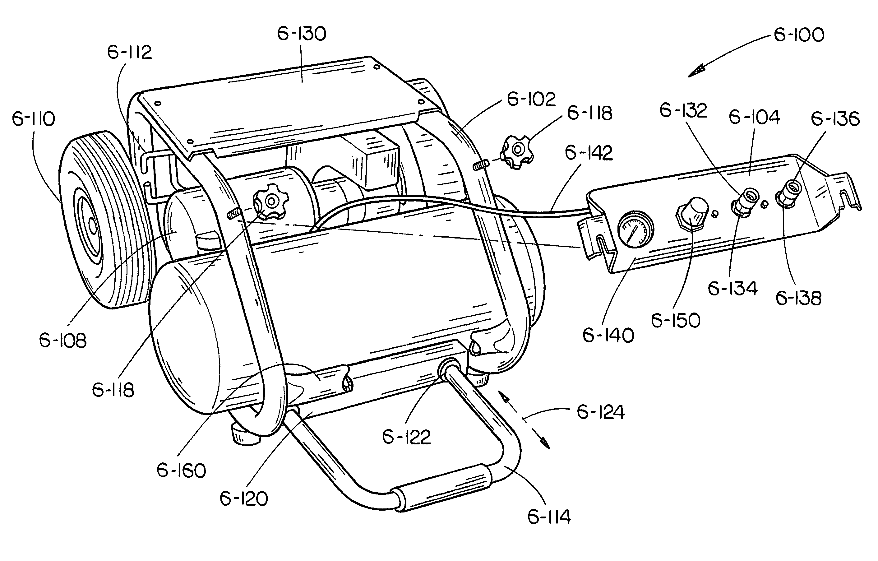 Air compressor with extensible handle bar assembly