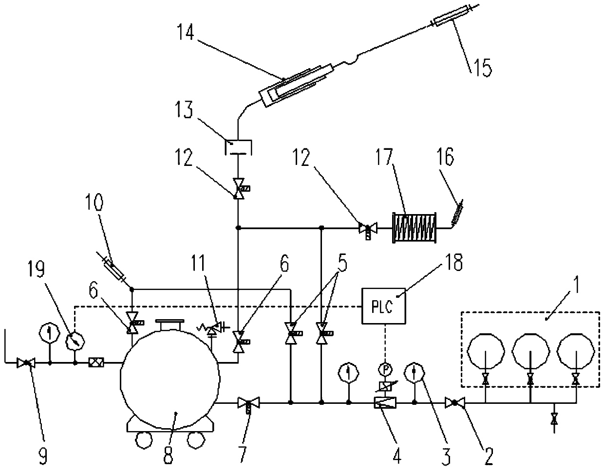 Dry powder spray feeding system and lifting fire truck