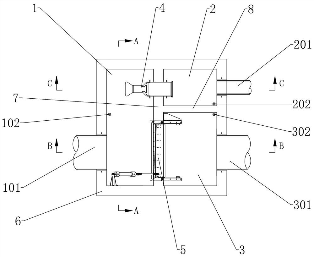 Intelligent flow dividing well for preventing backward flowing of sewage interception main pipe and using method of intelligent flow dividing well