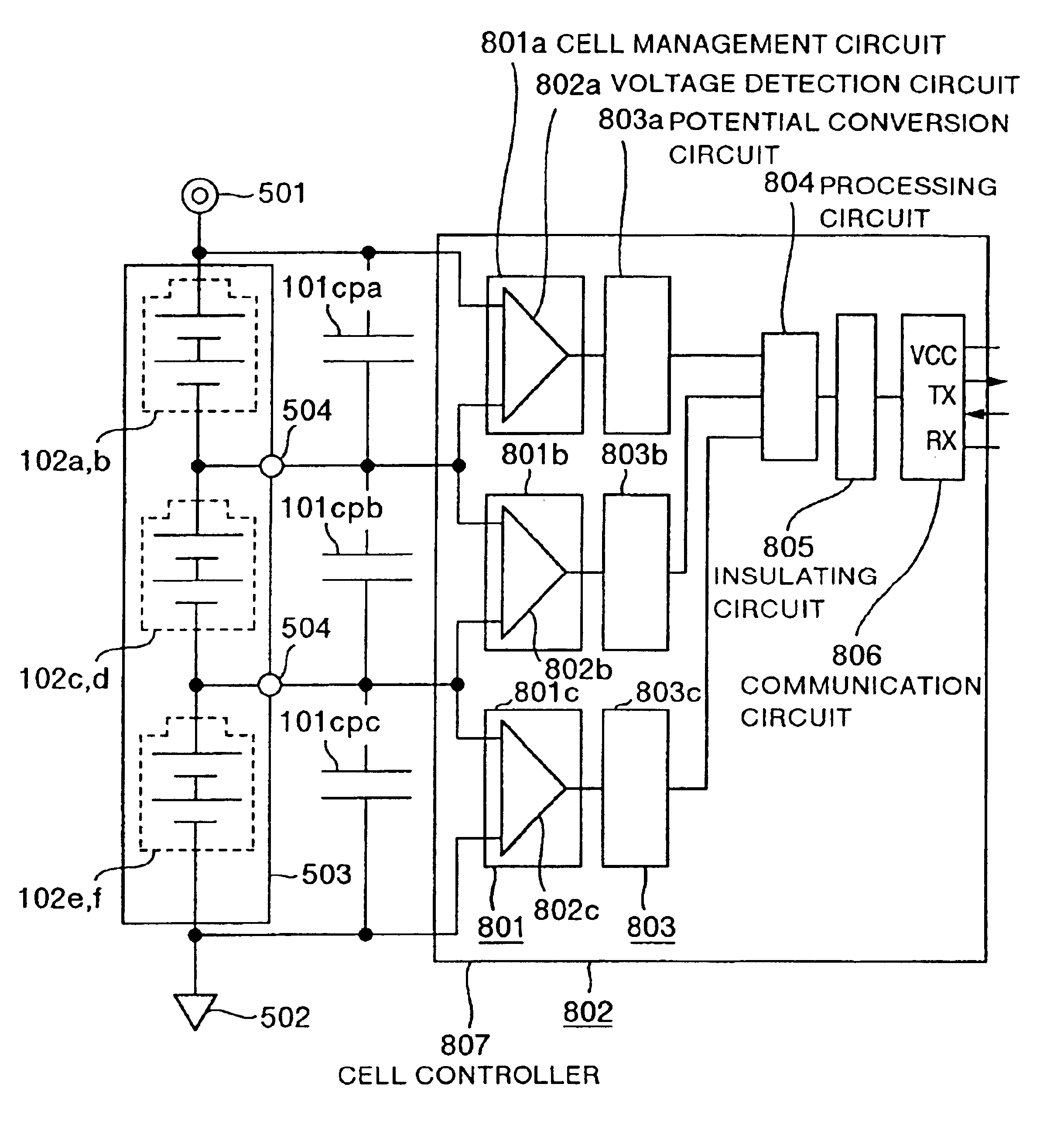 Power supply unit, distributed power supply system and electric vehicle loaded therewith