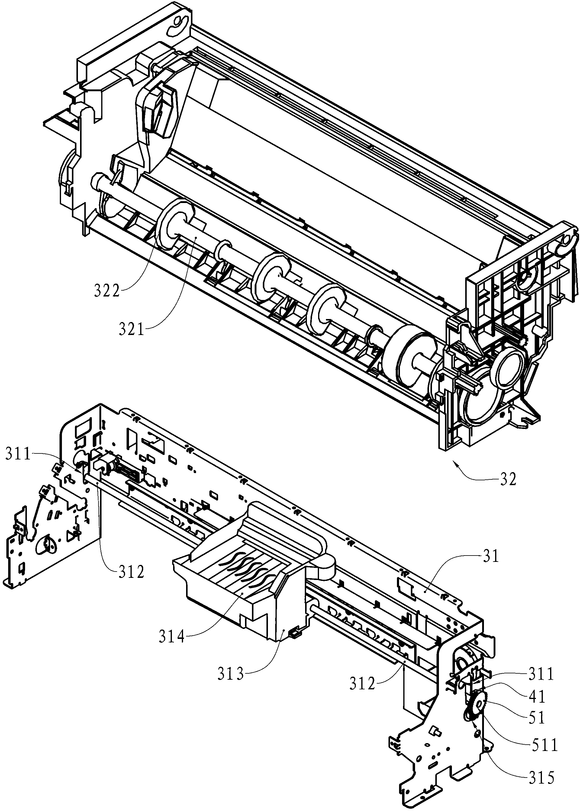 Gap adjusting device, ink-jet printer and modification method thereo