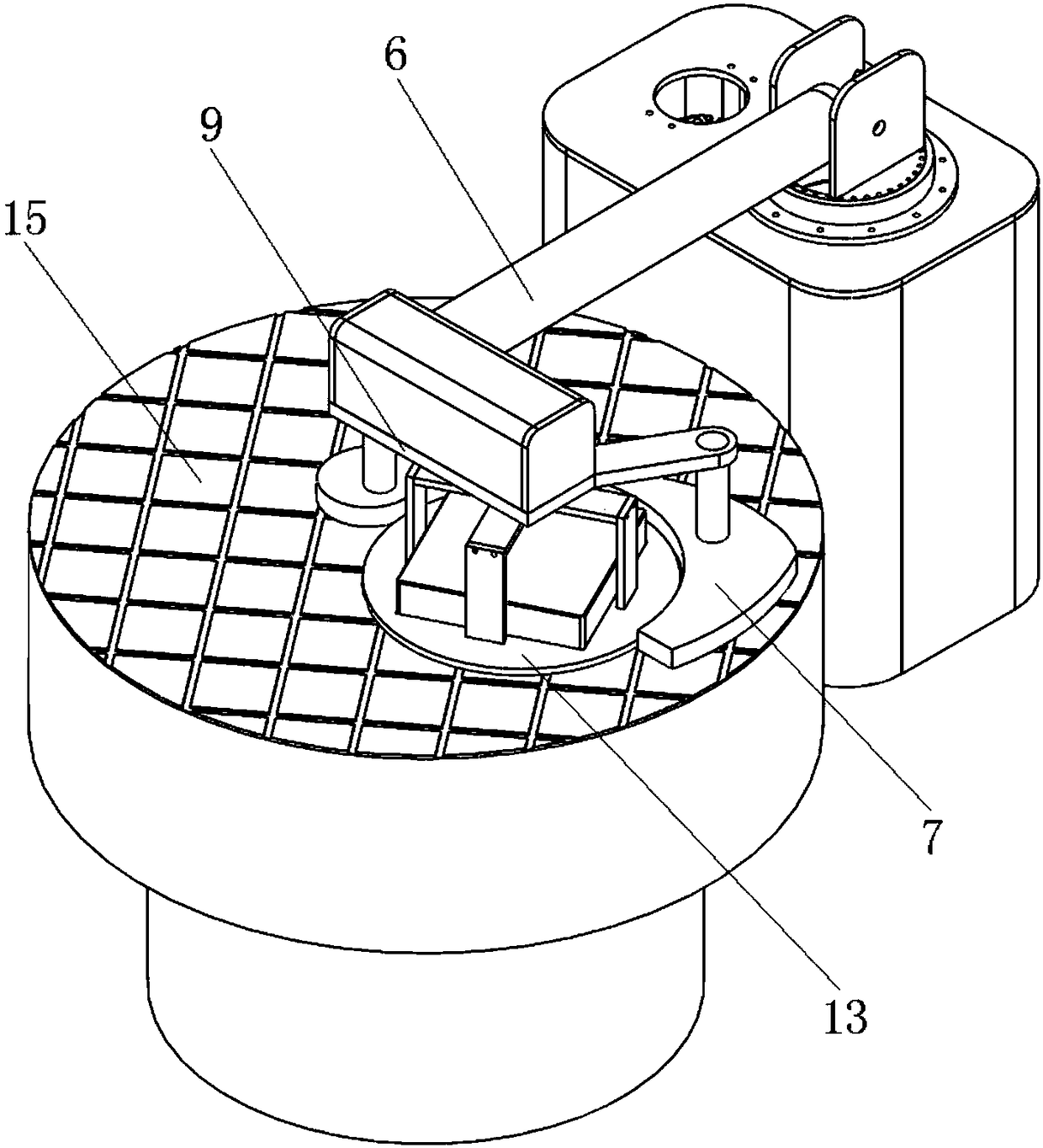 Deflection type plane polishing device with wear compensation