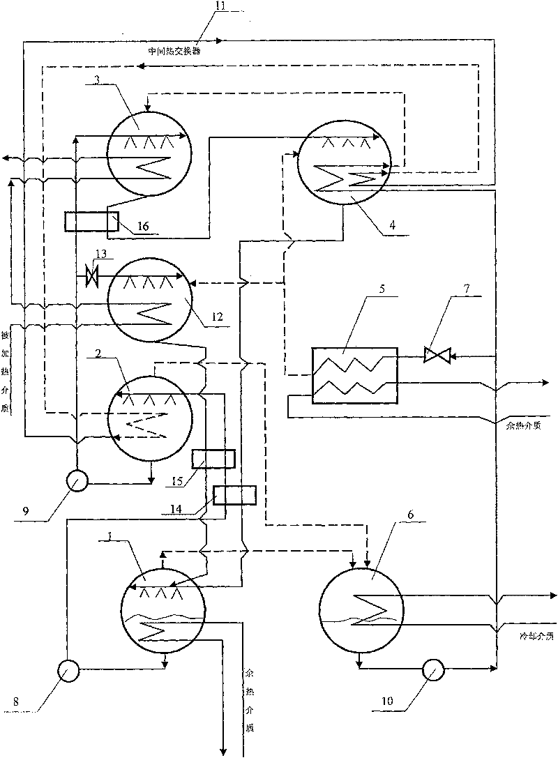 Composite absorption heat pump of second type