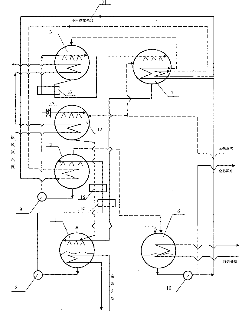 Composite absorption heat pump of second type