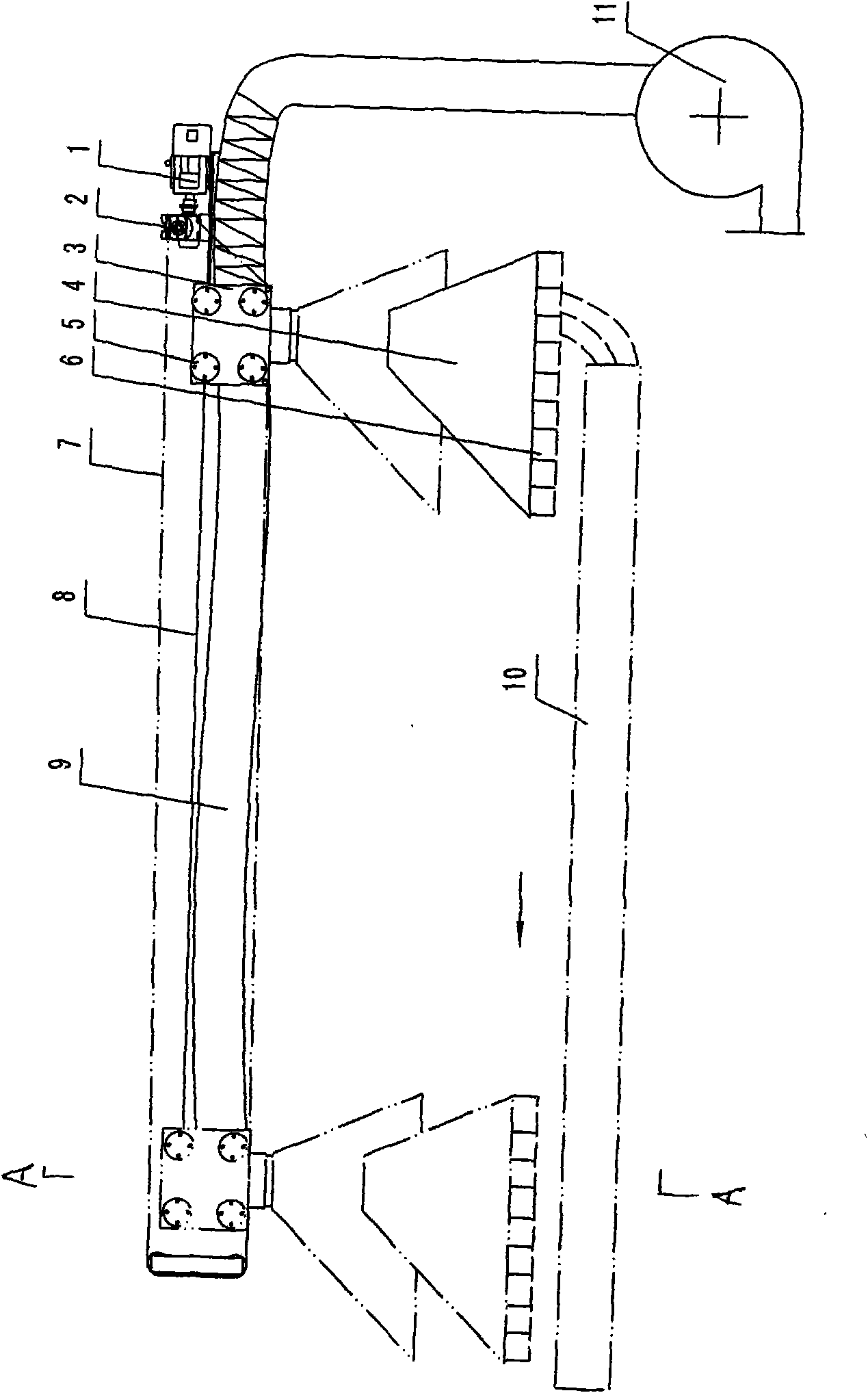 Device for absorbing graphite dust