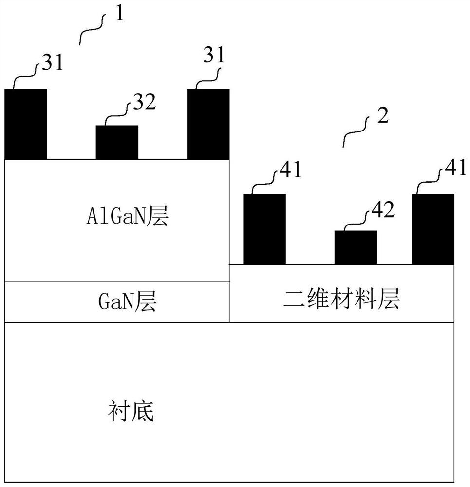 A combined power device of semiconductor and two-dimensional material and its preparation method