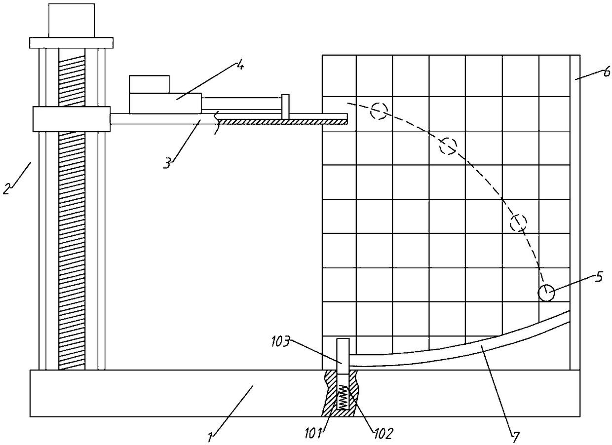 Physics teaching tool for demonstration of horizontal projectile motion