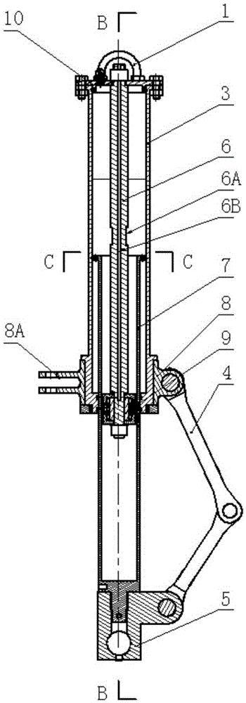 Single-actuating type magneto-rheological shock absorber used for aircraft landing gear