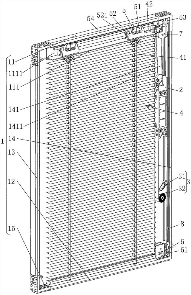 Hollow glass built-in shutter with shutter blind lifting balance function